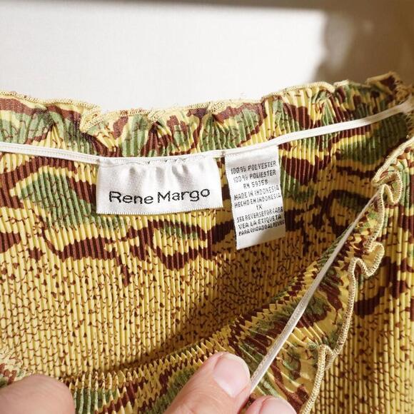 VTG Y2K Rene Margo Yellow Smocked Puff Sleeve Blouse Top 1X Coquette Boho‎ Femme - Picture 2 of 5